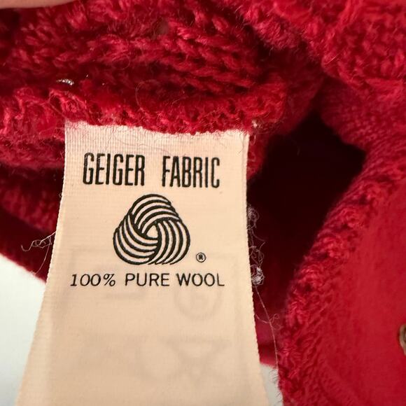 Vintage Geiger of Austria Boiled Wool Cardigan Sweater Red S/M Christmas Classic - Picture 10 of 16